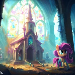 Size: 1024x1024 | Tagged: safe, derpibooru import, machine learning generated, pony, church, cross