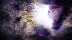 Size: 1920x1080 | Tagged: safe, artist:mysteriouskaos, artist:sandwichhorsearchive, derpibooru import, edit, twilight sparkle, unicorn twilight, pony, unicorn, abstract background, female, grunge, lightning, looking up, mare, sad, solo, wallpaper, wallpaper edit, windswept mane