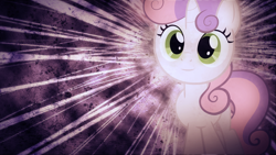 Size: 1920x1080 | Tagged: safe, artist:felix-kot, artist:sandwichhorsearchive, derpibooru import, edit, sweetie belle, pony, unicorn, abstract background, female, filly, foal, grunge, lighting, looking at you, smiling, smiling at you, solo, wallpaper, wallpaper edit