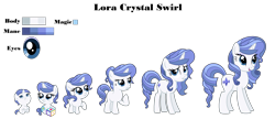 Size: 3980x1724 | Tagged: safe, artist:siriussentry, derpibooru import, oc, oc:lora crystal swirl, pony, unicorn, 5-year-old, age progression, baby, baby pony, base used, female, filly, foal, mare, offspring, older, parent:fancypants, parent:rarity, parents:raripants, simple background, transparent background