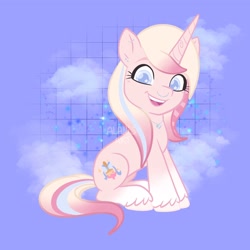 Size: 2048x2048 | Tagged: safe, artist:art_alanis, derpibooru import, oc, oc only, oc:jinty, pony, unicorn, purple background, simple background, solo