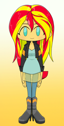 Size: 964x1901 | Tagged: safe, alternate version, artist:batipin, derpibooru import, sunset shimmer, human, equestria girls, chibi, female, no nose, solo