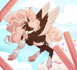 Size: 3000x2733 | Tagged: safe, artist:jezebel_remedy, derpibooru import, oc, oc only, pegasus, pony, cloud, flying, sky, solo