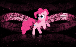 Size: 1920x1200 | Tagged: safe, artist:demomare, artist:patec, derpibooru import, edit, pinkie pie, earth pony, pony, abstract background, female, looking sideways, mare, raised leg, reflection, smiling, solo, stars, wallpaper, wallpaper edit