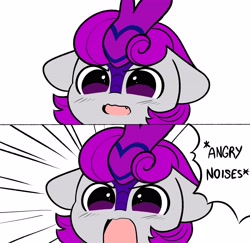 Size: 4096x3988 | Tagged: safe, artist:kittyrosie, derpibooru import, oc, kirin, angry dog noises, kirin oc, meme, open mouth