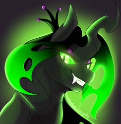 Size: 1949x2000 | Tagged: safe, artist:jezebel_remedy, derpibooru import, oc, oc only, changeling, changeling queen, bust, green changeling, solo