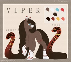 Size: 4096x3607 | Tagged: safe, artist:mantequiademani, derpibooru import, oc, oc only, original species, pony, snake, reference sheet, solo