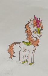 Size: 672x1058 | Tagged: safe, artist:kotle1ka, derpibooru import, autumn blaze, kirin, simple background, solo, traditional art, white background