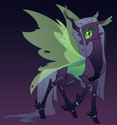 Size: 2048x2194 | Tagged: safe, artist:bishopony, derpibooru import, queen chrysalis, changeling, changeling queen, side view, solo, wings