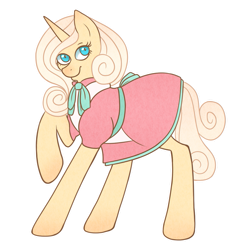 Size: 883x905 | Tagged: safe, artist:cloudbrownie, derpibooru import, oc, oc only, pony, unicorn, clothes, commission, dress, looking at you, side view, simple background, solo, transparent background