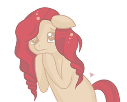 Size: 900x720 | Tagged: safe, artist:cloudbrownie, derpibooru import, oc, oc only, oc:cappuccino, earth pony, pony, female, leaning, looking at you, mare, raised hooves, simple background, solo, teary eyes, transparent background, worried