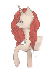 Size: 900x1216 | Tagged: safe, artist:cloudbrownie, derpibooru import, oc, oc only, oc:cuppuccino, pony, unicorn, ear piercing, earring, female, jewelry, looking offscreen, mare, piercing, side view, simple background, solo, transparent background