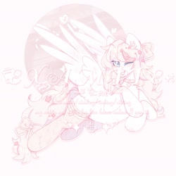 Size: 1722x1722 | Tagged: safe, artist:cofiiclouds, derpibooru import, oc, oc only, pegasus, pony, clothes, pink background, simple background, socks, solo