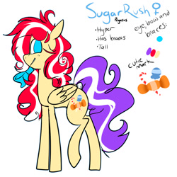 Size: 1024x1024 | Tagged: safe, artist:chandelurres, derpibooru import, oc, oc:sugar rush, pegasus, pony, reference sheet, simple background, solo