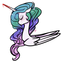 Size: 1024x1015 | Tagged: safe, artist:chandelurres, derpibooru import, princess celestia, alicorn, pony, blood, crying, female, mare, simple background, solo, transparent background