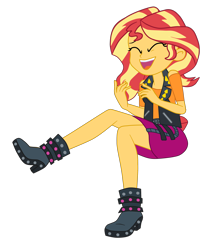 Size: 2498x2900 | Tagged: safe, artist:gmaplay, derpibooru import, sunset shimmer, better together, equestria girls, overpowered (equestria girls), absurd resolution, boots, clothes, hand on hip, pants, shoes, simple background, skirt, solo, transparent background, vest