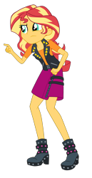 Size: 1900x3695 | Tagged: safe, artist:gmaplay, derpibooru import, sunset shimmer, better together, equestria girls, overpowered (equestria girls), absurd resolution, boots, clothes, hand on hip, pants, shoes, simple background, skirt, solo, transparent background, vest