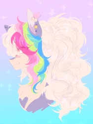 Size: 1536x2048 | Tagged: safe, artist:delariie, derpibooru import, oc, oc only, pony, ears, hair, mane, open mouth, solo