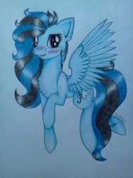 Size: 720x960 | Tagged: safe, artist:dexterisse, derpibooru import, oc, oc only, oc:morgan loud, pegasus, pegasus oc, simple background, solo, traditional art, white background