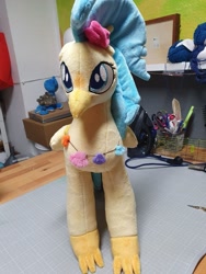 Size: 960x1280 | Tagged: safe, artist:melodisde, derpibooru import, princess skystar, classical hippogriff, hippogriff, my little pony: the movie, beak, female, irl, photo, plushie, solo, standing