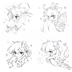 Size: 1536x1534 | Tagged: safe, artist:leafywind, derpibooru import, oc, oc only, pegasus, pony, unicorn, horn, sketch, solo, wings