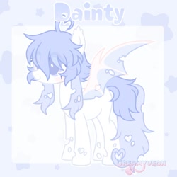 Size: 1500x1500 | Tagged: safe, artist:dreamyveon_, derpibooru import, oc, oc only, oc:dainty, changeling, pony, hair, mane, smiling, solo, spread wings, tail, wings