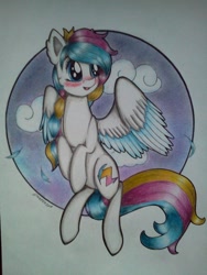 Size: 720x960 | Tagged: safe, artist:dexterisse, derpibooru import, oc, oc only, oc:colour carnival, pegasus, female, mare, pegasus oc, simple background, solo, traditional art, white background