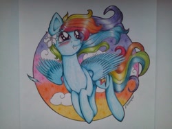 Size: 960x720 | Tagged: safe, artist:dexterisse, derpibooru import, rainbow dash, pegasus, female, mare, simple background, solo, traditional art, white background