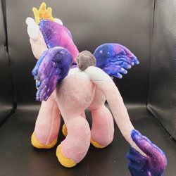 Size: 3024x3024 | Tagged: safe, artist:melodisde, derpibooru import, alicorn, pony, armor, commission, hoof shoes, horn, irl, leonine tail, male, photo, plushie, solo, spread wings, stallion, standing, tail, wings