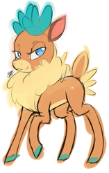 Size: 641x1019 | Tagged: safe, artist:jovalic, derpibooru import, velvet reindeer, deer, them's fightin' herds, bedroom eyes, community related, raised hoof, raised leg, standing