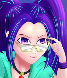 Size: 2679x3099 | Tagged: safe, artist:film77asq, derpibooru import, aria blaze, human, female, humanized, solo, sunglasses