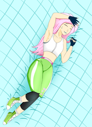 Size: 2629x3602 | Tagged: safe, artist:film77asq, derpibooru import, fluttershy, equestria girls, clothes, female, midriff, solo, sports bra