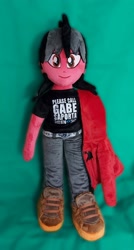Size: 1954x3633 | Tagged: safe, artist:lavim, derpibooru import, photographer:lightningbolt, human, equestria girls, clothes, commission, equestria girls-ified, fall out boy, hoodie, irl, male, pants, pete wentz, photo, plushie, shoes, smiling, solo