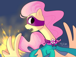 Size: 1024x768 | Tagged: safe, artist:chandelurres, derpibooru import, fluttershy, saddle rager, pegasus, pony, female, mare, power ponies, spread wings, wings