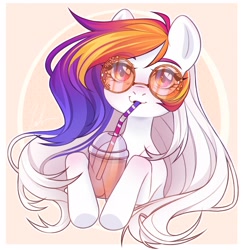 Size: 2160x2226 | Tagged: safe, artist:youthful_road, derpibooru import, oc, oc only, earth pony, pony, drink, drinking, earth pony oc, female, straw, sunglasses