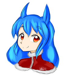 Size: 950x1050 | Tagged: safe, artist:jovalic, derpibooru import, oc, oc:frosty flare, human, clothes, humanized, pony ears, smiling, sweater