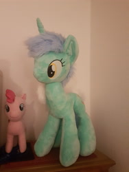 Size: 3024x4032 | Tagged: artist needed, safe, derpibooru exclusive, derpibooru import, lyra heartstrings, galacon 2022, irl, photo, plushie, solo