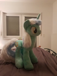 Size: 3024x4032 | Tagged: artist needed, safe, derpibooru exclusive, derpibooru import, lyra heartstrings, galacon 2022, irl, photo, plushie, solo