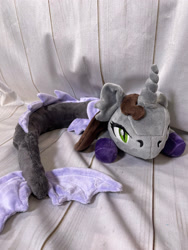 Size: 3024x4032 | Tagged: safe, artist:4everlovedcreationco, derpibooru import, pony, siren, colored hooves, commission, fins, fish tail, horn, irl, kellin quinn, lying down, male, photo, plushie, ponified, prone, sleeping with sirens, slit eyes, solo, species swap, tail