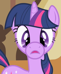 Size: 450x547 | Tagged: safe, derpibooru import, screencap, twilight sparkle, unicorn twilight, pony, unicorn, party of one, season 1, cartoon physics, cropped, female, funny, great moments in animation, mare, solo