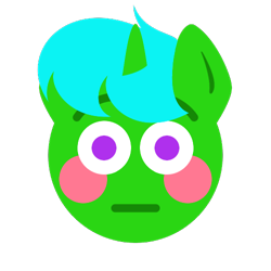 Size: 500x500 | Tagged: safe, artist:aria_art, derpibooru import, oc, oc only, oc:green byte, emoji, flustered, simple background, solo, transparent background