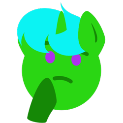 Size: 500x500 | Tagged: safe, artist:aria_art, derpibooru import, oc, oc only, oc:green byte, emoji, simple background, solo, thinking, transparent background