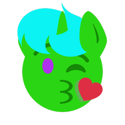 Size: 500x500 | Tagged: safe, artist:aria_art, derpibooru import, oc, oc only, oc:green byte, emoji, kissing, simple background, solo, transparent background