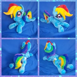 Size: 2048x2048 | Tagged: safe, artist:hellishnya, derpibooru import, rainbow dash, pegasus, pony, female, folded wings, irl, lying down, mare, photo, plushie, prone, solo, wings