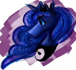 Size: 600x555 | Tagged: safe, artist:dokuyuu, derpibooru import, princess luna, alicorn, pony, bust, ethereal mane, looking offscreen, simple background, solo, starry mane, transparent background