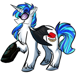 Size: 665x626 | Tagged: safe, artist:dokuyuu, derpibooru import, oc, oc only, pony, unicorn, clothes, costume, glasses, looking offscreen, male, multicolored hair, nightmare night costume, raised hoof, raised leg, simple background, solo, stallion, transparent background