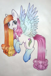 Size: 1024x1511 | Tagged: safe, artist:dexterisse, derpibooru import, oc, oc:river riverie, pegasus, female, mare, pegasus oc, simple background, solo, traditional art, white background