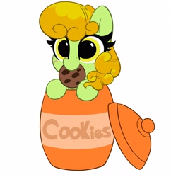 Size: 3973x4096 | Tagged: safe, artist:kittyrosie, derpibooru import, oc, earth pony, pony, cookie, cute, earth pony oc, food, mouth hold, ocbetes, simple background, white background