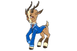 Size: 968x645 | Tagged: safe, artist:leastways, derpibooru import, oc, oc:stone hearted, deer, antlers, clothes, deer oc, non-pony oc, suit