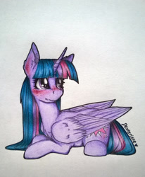 Size: 1024x1242 | Tagged: safe, artist:dexterisse, derpibooru import, twilight sparkle, twilight sparkle (alicorn), alicorn, simple background, solo, traditional art, white background